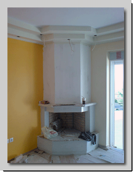 Τζάκι επενδυμένο με πυράντοχη γυψοσανίδα.